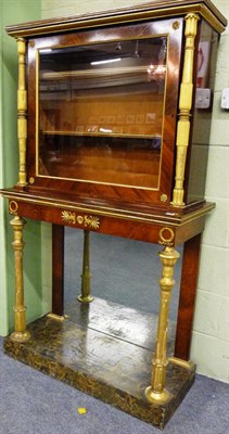 Lot 1553 - A Regency Rosewood and Parcel Gilt Cabinet, early 19th century, the upper section with glazed...