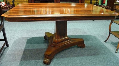 Lot 1554 - A William IV Rosewood Breakfast Table, circa 1835, the rectangular top with moulded edge and canted