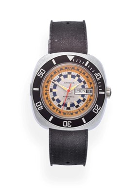 Lot 2216 - A Stainless Steel Automatic Day/Date Centre Seconds Diver's Wristwatch, signed Sandoz, model:...