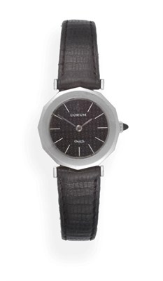 Lot 2221 - A Lady's Stainless Steel Wristwatch, signed Corum, circa 1985, quartz movement, Corum symbol...