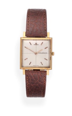 Lot 2225 - An 18ct Gold Square Shaped Wristwatch, signed Jaeger LeCoultre, circa 1965, lever movement...