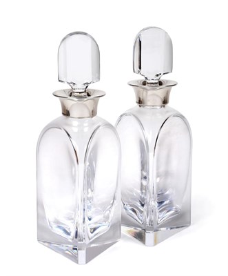 Lot 2241 - A Pair of Elizabeth II Silver-Mounted Glass Decanters, The Silver Mounts by Broadway and Co.,...