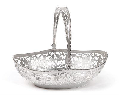 Lot 2255 - An Elizabeth II Silver Basket, by C. J. Vander, Sheffield, 1997, oval and with beaded rim, with...