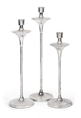 Lot 2259 - A Set of Three Elizabeth II Silver Candlesticks, by Broadway and Co., Birmingham, 2006, each on...