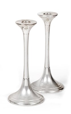 Lot 2260 - A Pair of Elizabeth II Silver Candlesticks, by J. A. Campbell, London, 2001, each on trumpet-shaped