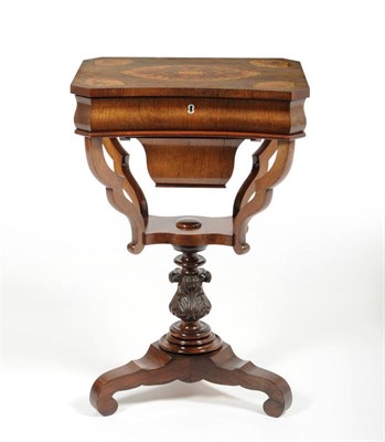 Lot 1561 - A Victorian Rosewood and Floral Marquetry Work Table, 3rd quarter 19th century, the hinged lid...