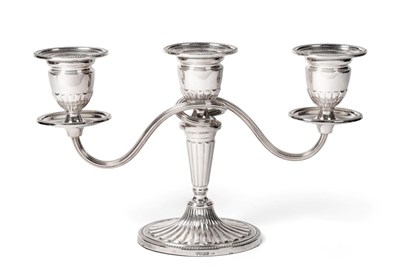 Lot 2309 - An Elizabeth II Silver Three-Light Candelabra, by C. J. Vander, Sheffield, 1997, on fluted and...