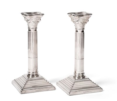Lot 2310 - A Pair of Elizabeth II Silver Candlesticks, by Carrs, Sheffield, 2005, each on stepped and...