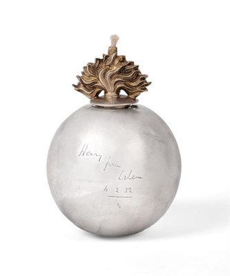 Lot 2313 - A George V Silver Grenade-Form Table-Lighter, by Richard Comyns, London, circa 1932, of typical...
