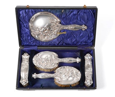 Lot 2314 - An Edward VII Silver Five-Piece Dressing-Table Service, by Jones and Crompton, Birmingham,...