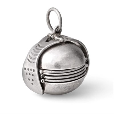 Lot 2326 - A Continental Silver Fob, Stamped '925', 20th Century, globular and with two hinged straps, opening