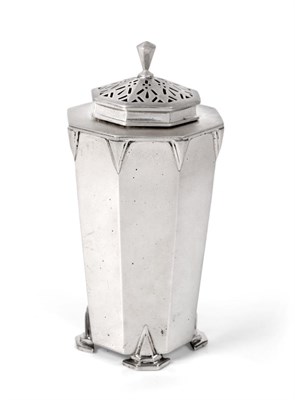 Lot 2328 - A George V Silver Caster, by Charles S. Green and Co., Birmingham, 1934, in the Art Deco style...