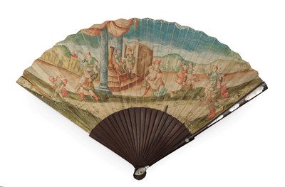 Lot 2027 - The Rape of the Sabine Women: A Good Late 17th or Early 18th Century Wood Fan, the guards lacquered
