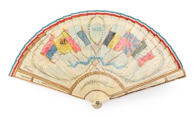 Lot 2104 - A WW1 Brisé Fan by E Kees, probably ivory, painted with a central and rather poignant scene of...