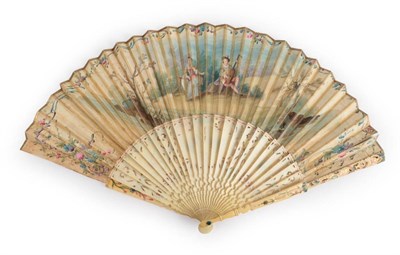 Lot 2030 - The Crown of Immortality: A Fine Late 18th Century Ivory Fan, with an unusual subject. The monture
