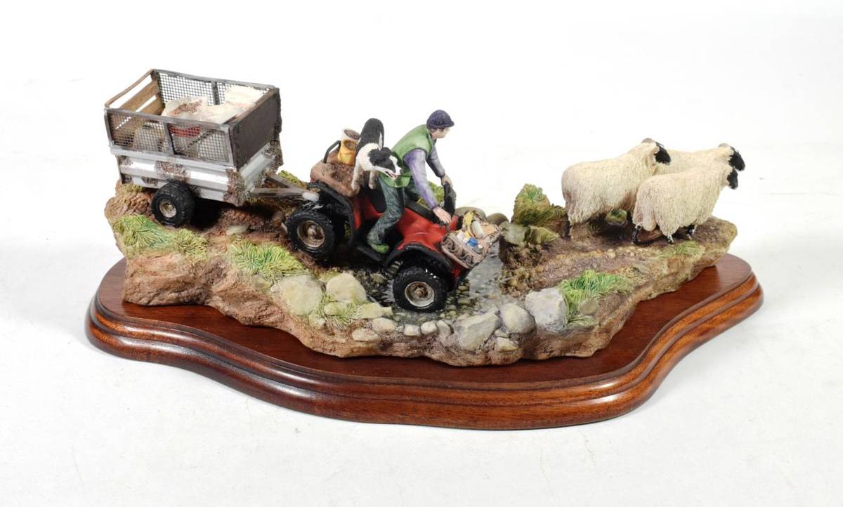 Lot 3 - Border Fine Arts 'All in a Day's Work' (Farmer on ATV herding sheep), model No. B0593 by Kirsty...