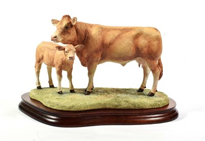 Lot 13 - Border Fine Arts 'Blonde D'Aquitaine Cow and Calf', model No. B0353 by Kirsty Armstrong,...