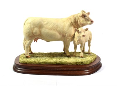 Lot 21 - Border Fine Arts 'Charolais Cow and Calf' (Style One), moel No. L137 by Ray Ayres, limited...