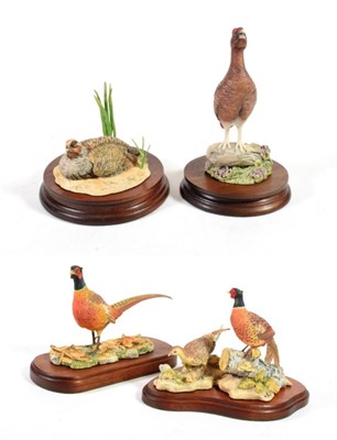 Lot 23 - Border Fine Arts 'Cock and Hen Pheasants and Chicks', model No. RB23 by Ray Ayres, on wood...
