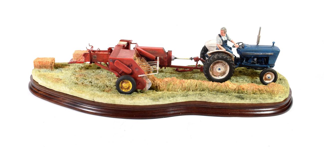 Lot 41 - Border Fine Arts 'Hay Baling', model No. B0738, limited edition 1098/2002, on wood base, with...