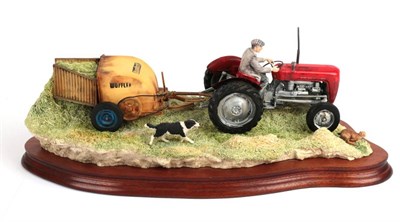 Lot 42 - Border Fine Arts 'Hay Turning' (Massey Ferguson Tractor and Wuffler) model No. JH110 by Ray...