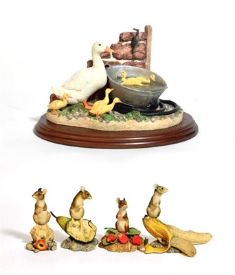 Lot 56 - Border Fine Arts Mice by Ray Ayres Comprising: Mouse on Apple Core, model No. 017; Mouse on...
