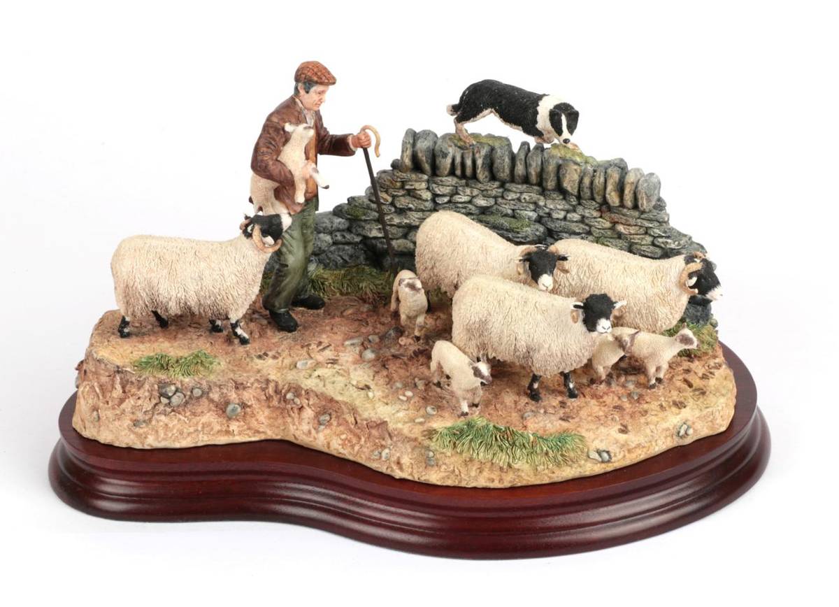 Lot 64 - Border Fine Arts 'Off the Fell' (Farmer, Sheep and Border Collie), model No. B1040 by Hans...