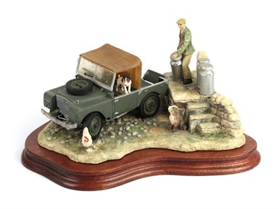 Lot 69 - Border Fine Arts 'Putting Out The Milk' (Land Rover), model No. JH66 by Ray Ayres, limited...