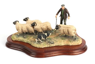 Lot 71 - Border Fine Arts 'Shedding' (Shepherd, Collie and Sheep), model No. L113 by Ray Ayres, limited...