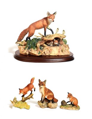 Lot 73 - Border Fine Arts 'Spring Show' (Fox and three young), model No. B0796 by Ray Ayres, limited edition