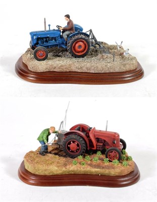 Lot 80 - Border Fine Arts Studio Tractor Models: 'Ridging Up' (Fordson Dexta), model No. A2141 and...