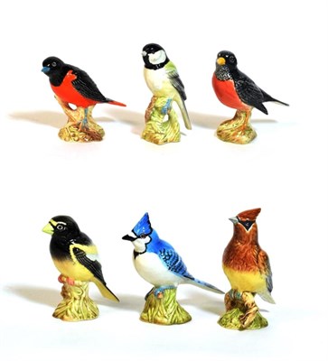 Lot 106 - Beswick Birds Comprising: Baltimore Oriole, model No. 2183, Blue Jay, model No. 2188, Cedar...