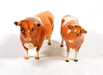 Lot 117 - Beswick Cattle Comprising: Guernsey Bull Ch. ''Sabrina's Sir Richmond 14th'', model No. 1451...