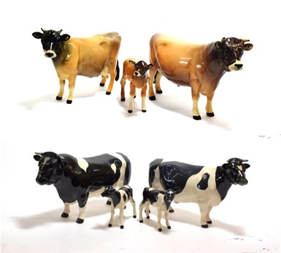 Lot 126 - Beswick Cattle Comprising: Jersey Bull Ch. ''Dunsley Coy Boy'', model No. 1422, Jersey Cow Ch....