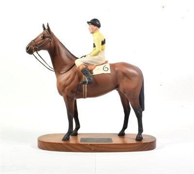 Lot 128 - Beswick Connoisseur Horse 'Arkle - Pat Taaffe Up', model No. 2084, bay matt, on wooden plinth