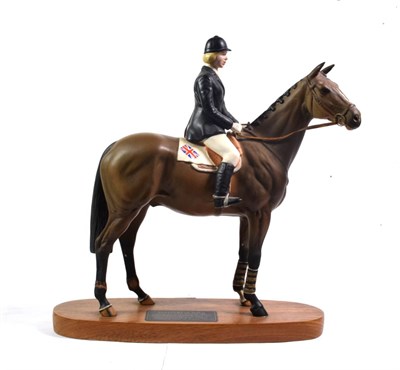 Lot 130 - Beswick Connoisseur Horse 'Psalm - Ann Moore Up', model No. 2535, brown matt, on wooden plinth