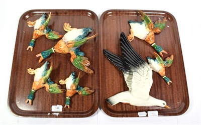 Lot 146 - Beswick Mallard Wall Plaques, model No. 596 - 1,2,3 and 4, (with another model No. 3 and 4), brown