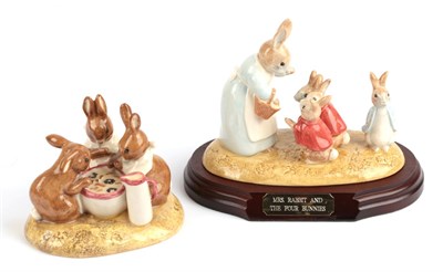 Lot 156 - Beswick Beatrix Potter Tableaus: 'Flopsy, Mopsy and Cotton-Tail', model No. P4161 (style two),...