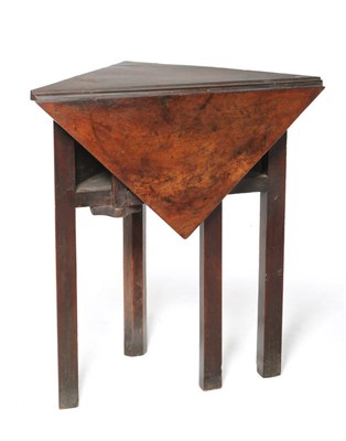 Lot 1583 - An Unusual George II Mahogany Triangular Corner Table, the triangular drop leaf forming a...