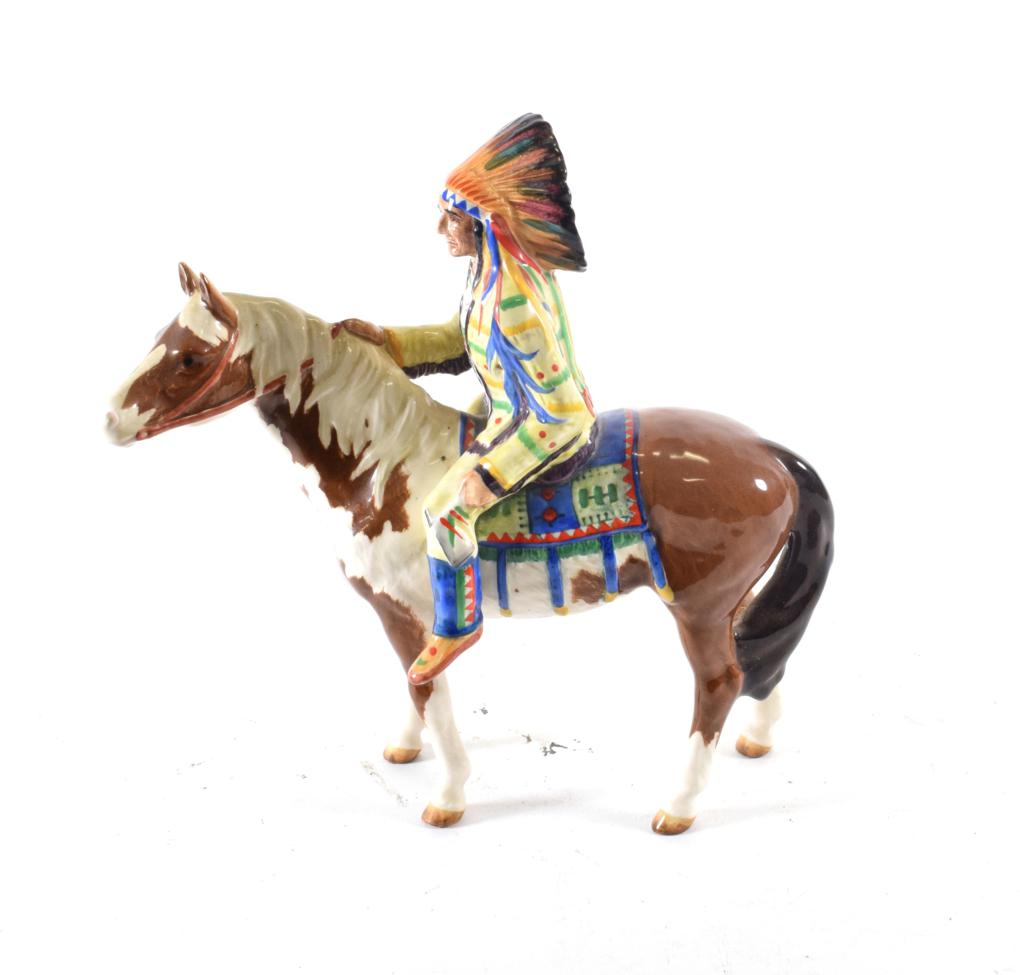 Lot 147 - Beswick Mounted Indian, model No. 1391, skewbald gloss