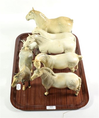 Lot 164 - Beswick grey gloss horses and foals including: Welsh Cob (Standing), first version, model No. 1793