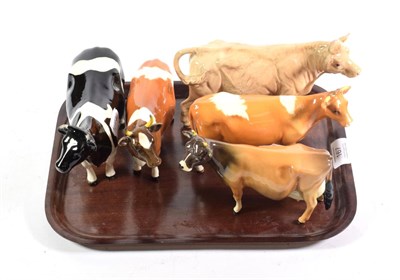 Lot 167 - Beswick Cattle Comprising: Charolais Cow, model No. 3075A, Guernsey Cow, model No. 1248B,...