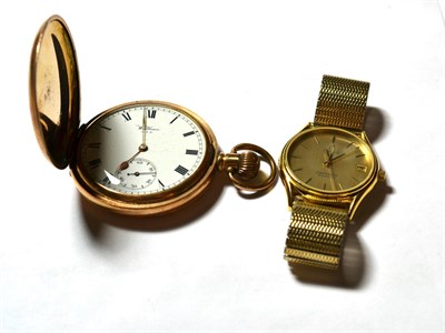 Lot 178 - A gent's gilt metal Omega Seamaster with date aperture, together with a Waltham gilt metal...