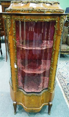 Lot 1609 - A Late 19th Century Rosewood, Floral Marquetry and Gilt Metal Serpentine Shaped Vitrine, the...