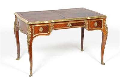 Lot 1610 - A French Louis XV Style Kingwood and Gilt Metal Bureau Plat, late 19th century, the serpentine...