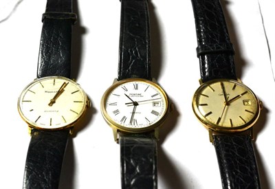 Lot 219 - A gentleman's gold plated Omega wristwatch; with two others (3)