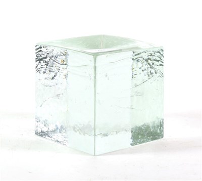 Lot 285 - A Lindshammer Swedish art glass cube designed by Christer Sjogren, signed