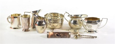 Lot 318 - A quantity of silver condiment items, including: three various cream-jugs, Birmingham,...