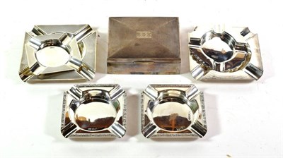 Lot 321 - A quantity of silver smokers accessories, comprising: six various ashtrays, including a pair by...