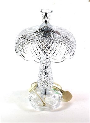 Lot 329 - Waterford crystal 'Achillbeg' mushroom shaped table lamp, 50cm high, with box